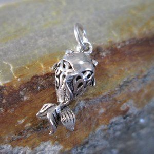 Sterling Silver Bracelet Charm  GOLDFISH  Filigree